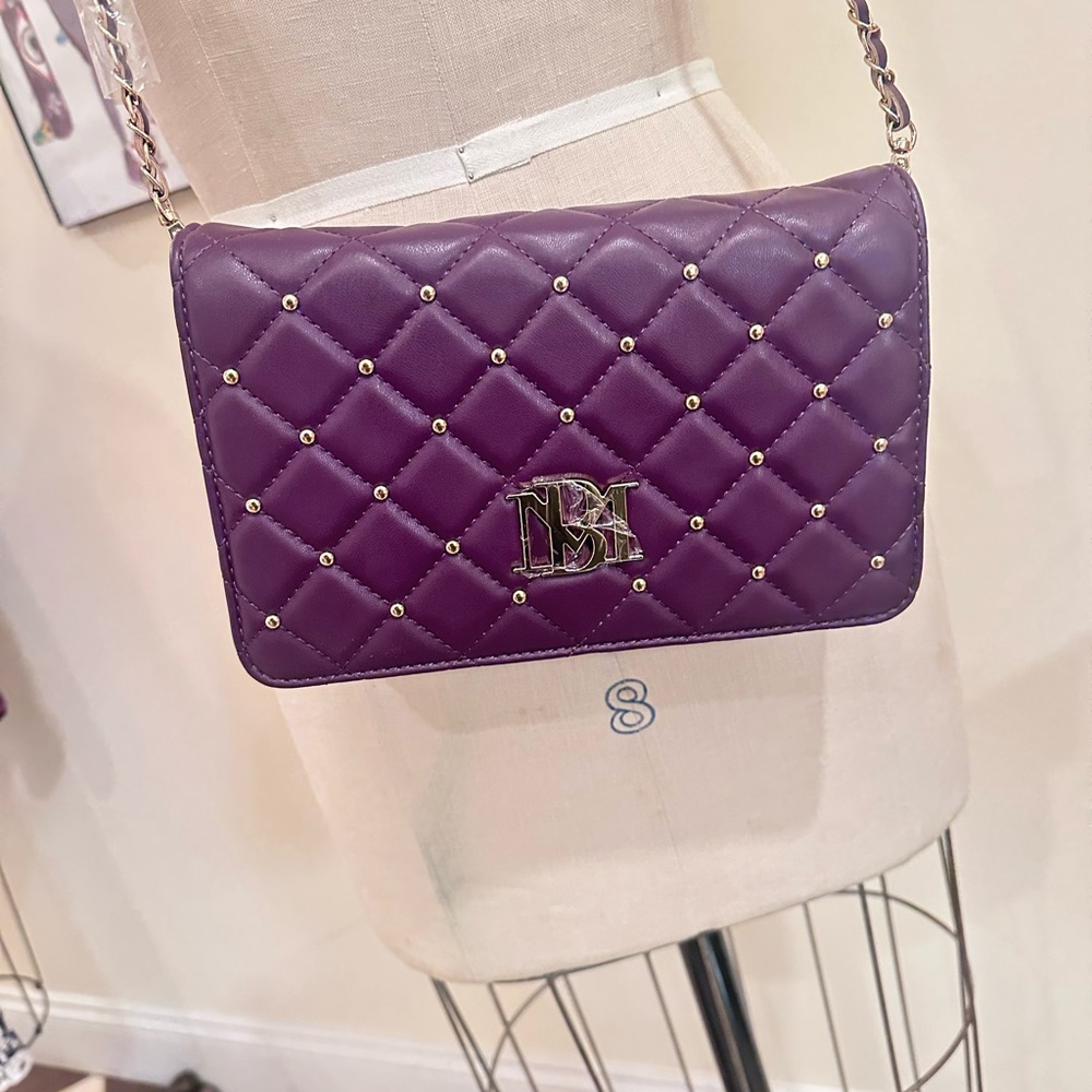 Badgley Mischa- Purple Quilted Hand Bag - NWT with Gold Chain strap and studs.